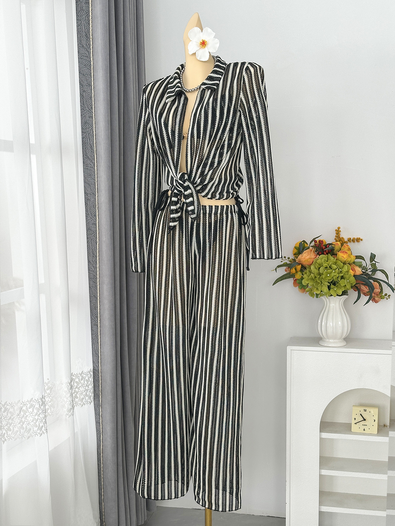 Striped Two-Piece Swimsuit Set for Beach Holidays