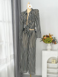 Women Striped Beach Holidays Swimwear Set