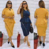 Women African V-Neck Short Sleeve Casual Dress