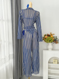 Women Striped Beach Holidays Swimwear Set