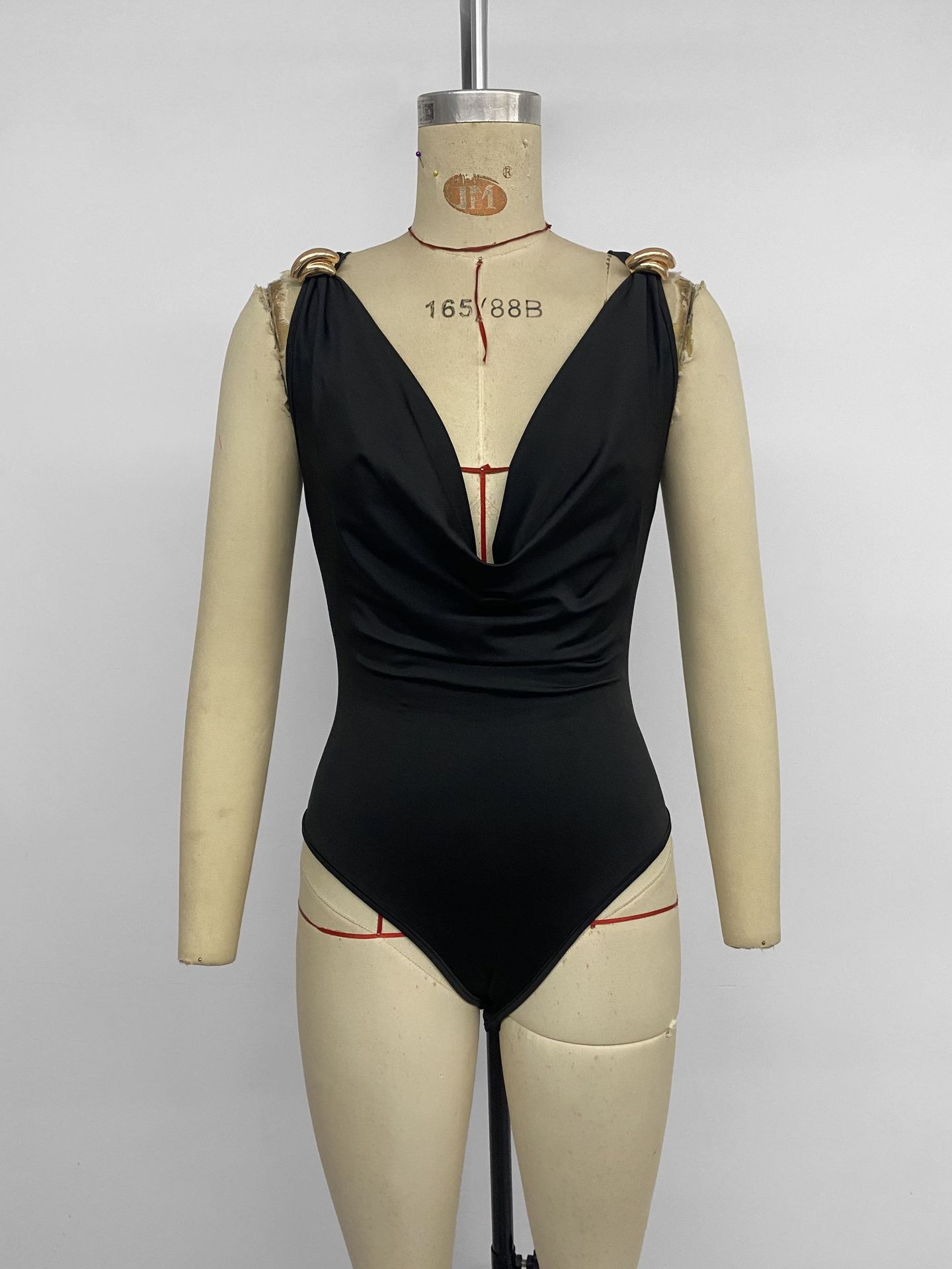 Metallic Sleeveless V-Neck Camisole Bodysuit for Summer