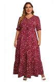 Plus Size Women Summer Bohemian Printed Beach Dress