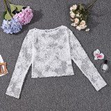 Women Summer Sexy Floral Lace Long Sleeve Top