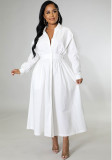 Plus Size Women Casual Long Sleeve Solid Color Shirt