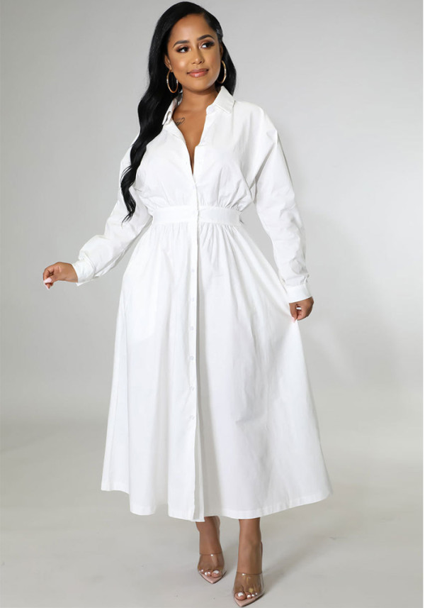Plus Size Women Casual Long Sleeve Solid Color Shirt