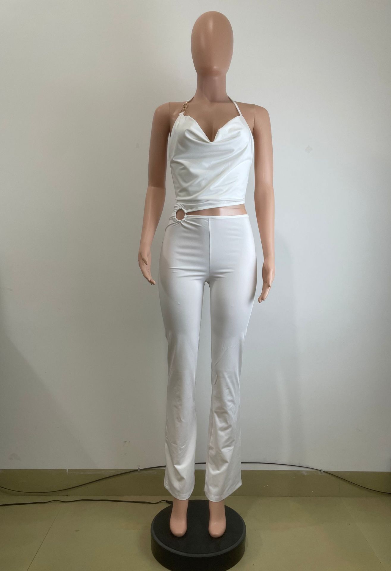 Halter Neck Cut-Out Camisole Jumpsuit for Summer