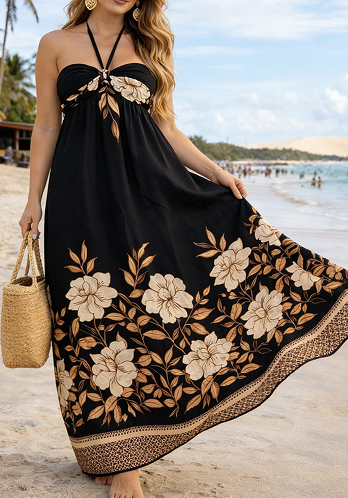 Printed Sleeveless Dress for Spring Holiday Vacations