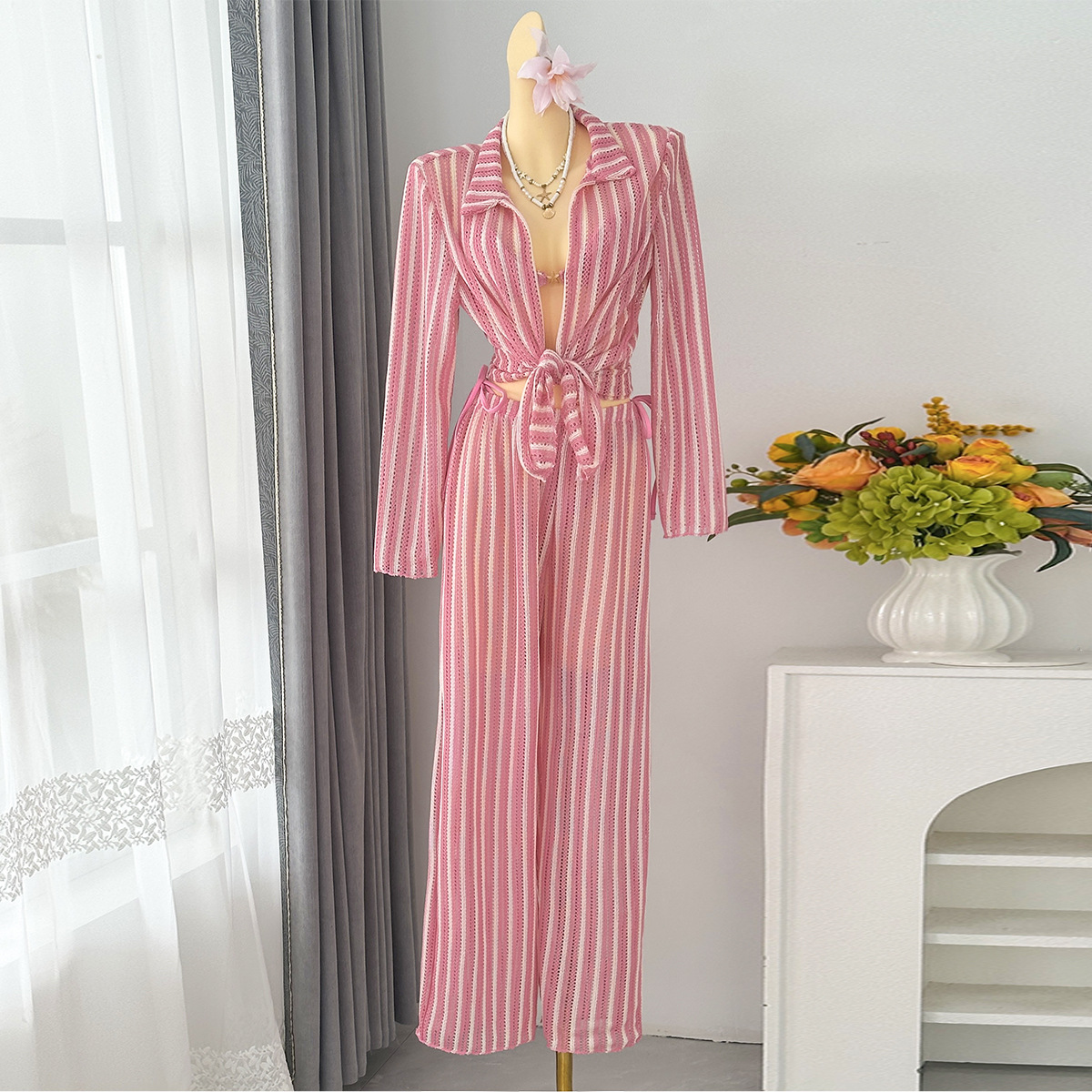 Striped Two-Piece Swimsuit Set for Beach Holidays
