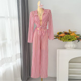 Women Striped Beach Holidays Swimwear Set