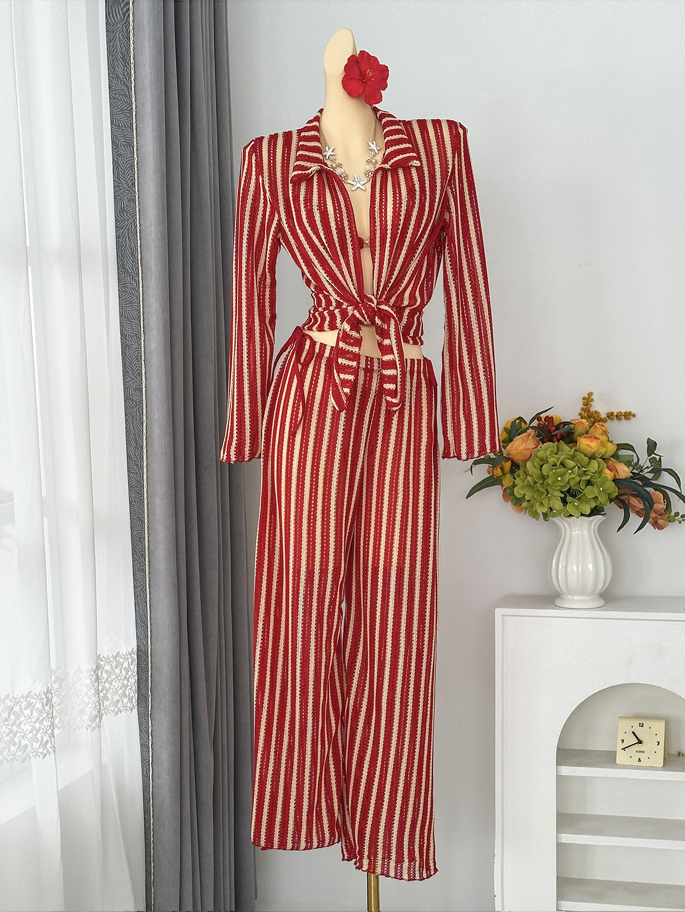 Striped Two-Piece Swimsuit Set for Beach Holidays