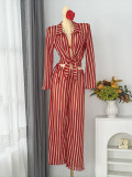 Women Striped Beach Holidays Swimwear Set
