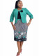 Plus Size Women African Mom Coat Printed Dress Two-Piece Set