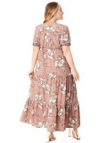 Plus Size Women Summer Bohemian Printed Beach Dress