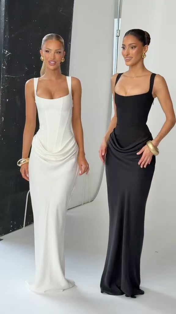 Square Neck Camisole Maxi Dress for Evening Events