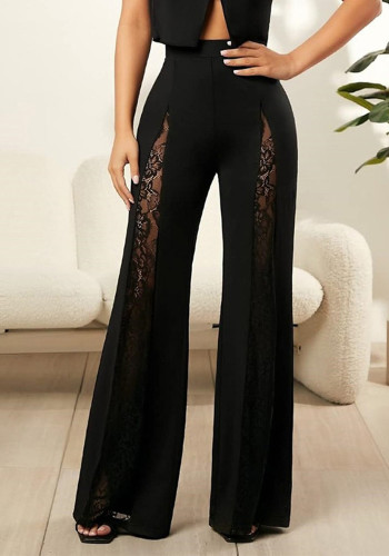 Women Sexy Lace Cut-Out Bell Bottom Pants