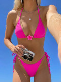 Women Sexy Bikini Halter Neck Floral Two-Piece Swimwear