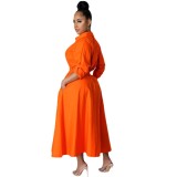 Plus Size Women Casual Long Sleeve Solid Color Shirt