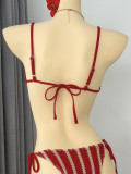Women Striped Beach Holidays Swimwear Set