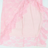 Women Ruffled Split Sexy Spaghetti Strap Maxi Dress