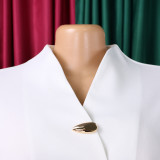 Women Short Sleeve Elegant Ruffled Split Color Bodycon Dress