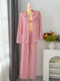 Women Striped Beach Holidays Swimwear Set