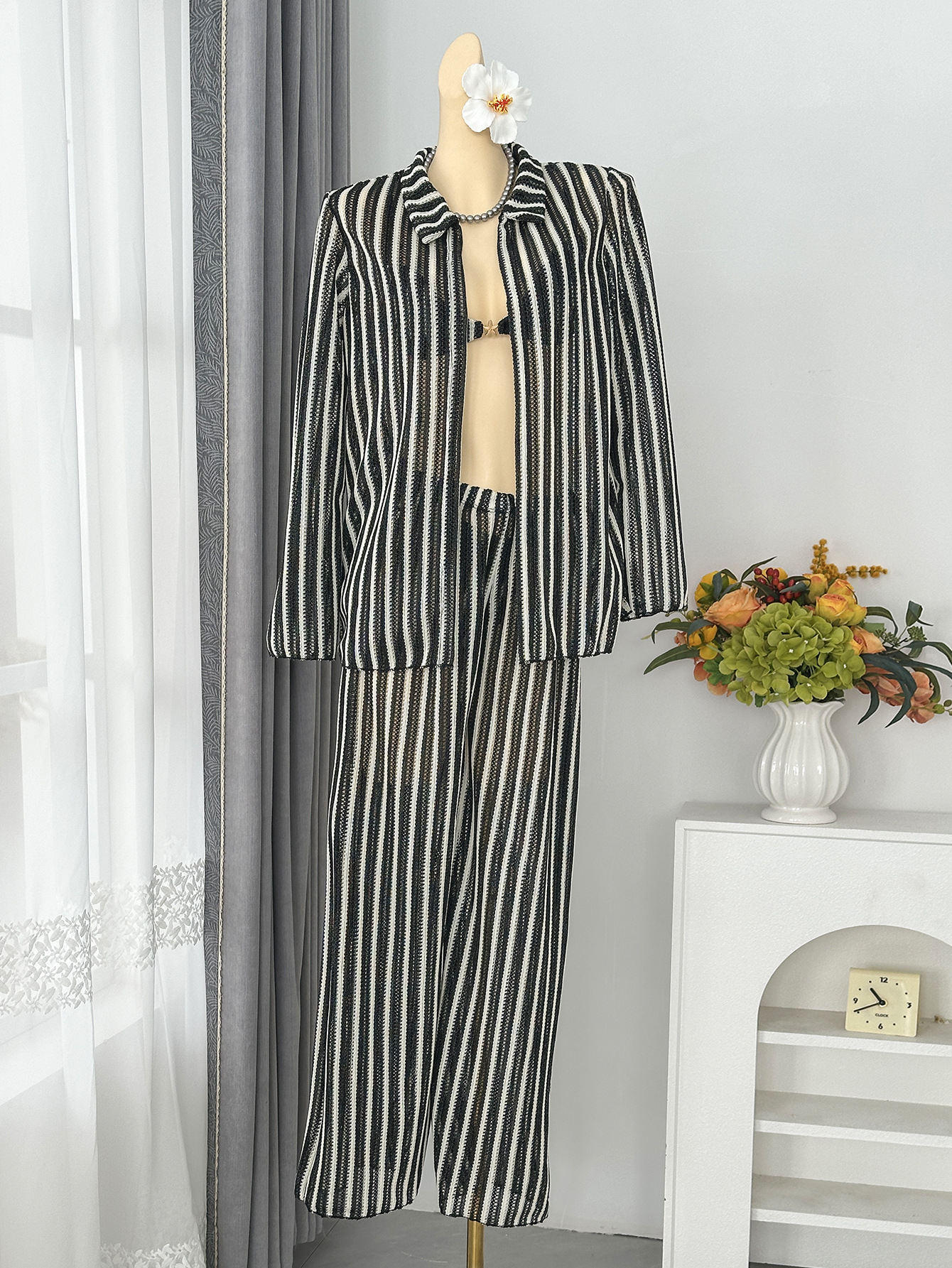 Striped Two-Piece Swimsuit Set for Beach Holidays