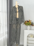 Women Striped Beach Holidays Swimwear Set