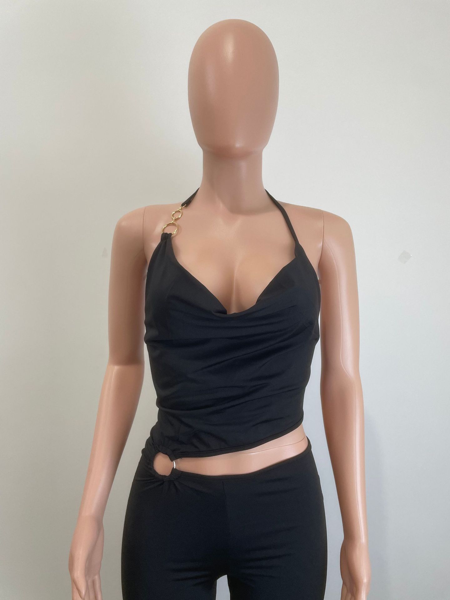 Halter Neck Cut-Out Camisole Jumpsuit for Summer