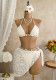 Women Sexy Island Holidays Bikini Three-Piece Swimwear