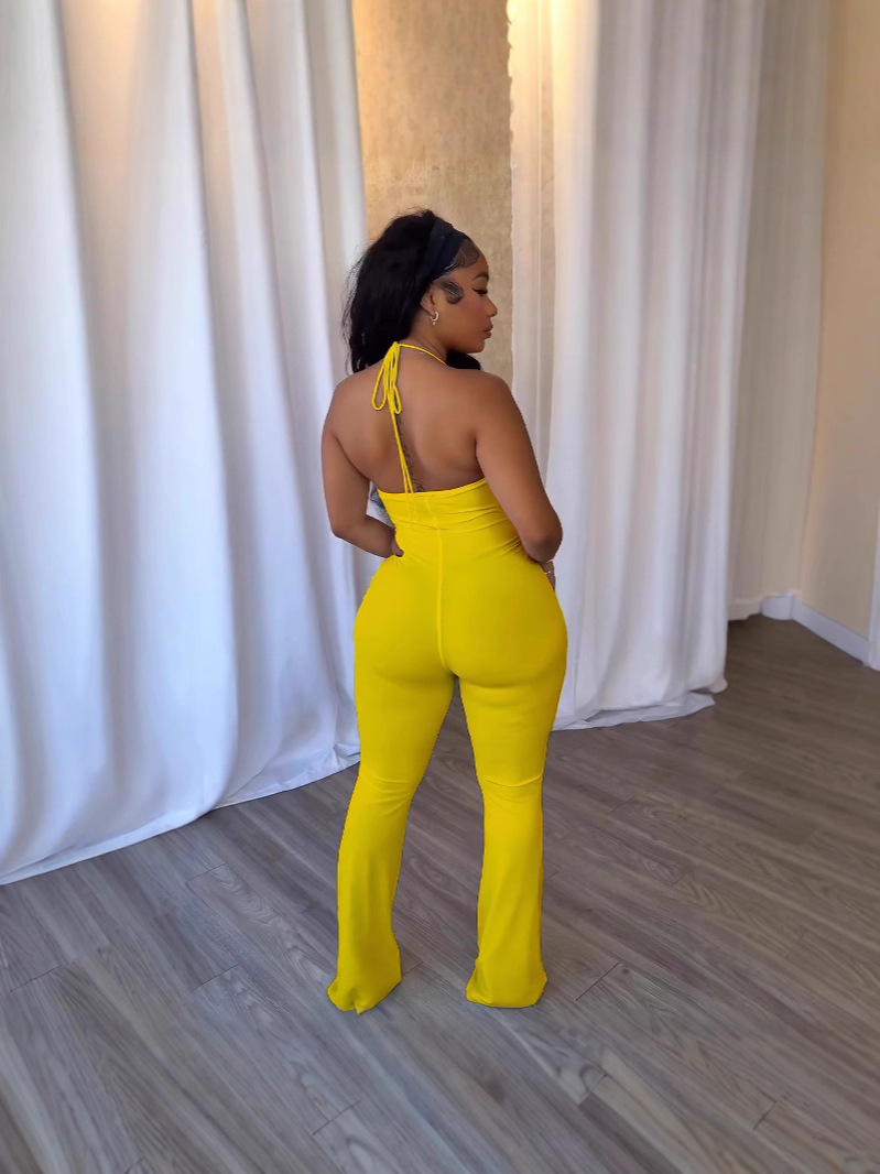 Halter Neck Cut-Out Camisole Jumpsuit for Summer