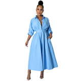 Plus Size Women Casual Long Sleeve Solid Color Shirt
