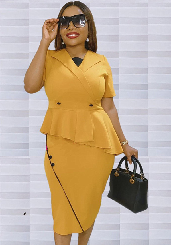 Women African V-Neck Short Sleeve Casual Dress