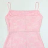 Women Ruffled Split Sexy Spaghetti Strap Maxi Dress