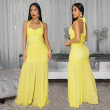 Women Elegant Solid Color Split Bodycon Dress