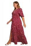 Plus Size Women Summer Bohemian Printed Beach Dress