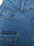 Women American Style Fake Two-Piece Denim Wide-Leg Pant