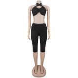 Women Sexy Belted Top and Pant Two-Piece Set