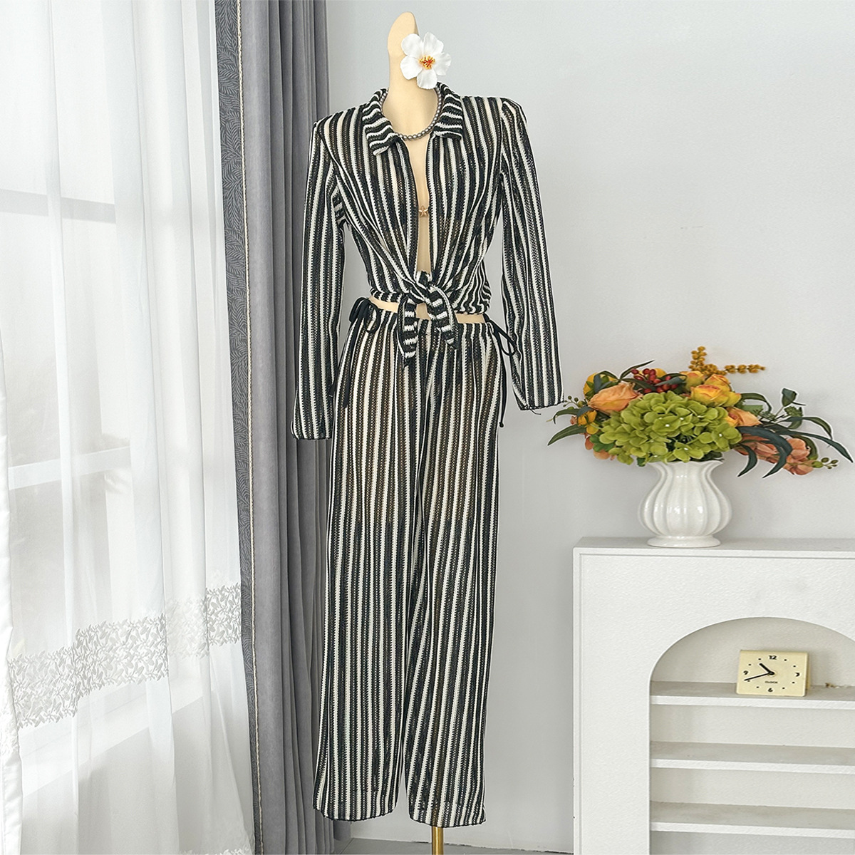 Striped Two-Piece Swimsuit Set for Beach Holidays