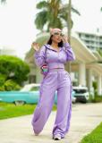 Women Casual Long Sleeve Zipper Top and Wide-Leg Pants Two-Piece Set