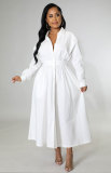 Plus Size Women Casual Long Sleeve Solid Color Shirt