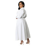 Plus Size Women Casual Long Sleeve Solid Color Shirt