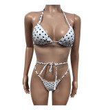 Women Bikini Sexy Polka Dot Beachwear Swimwear Three-Piece Set