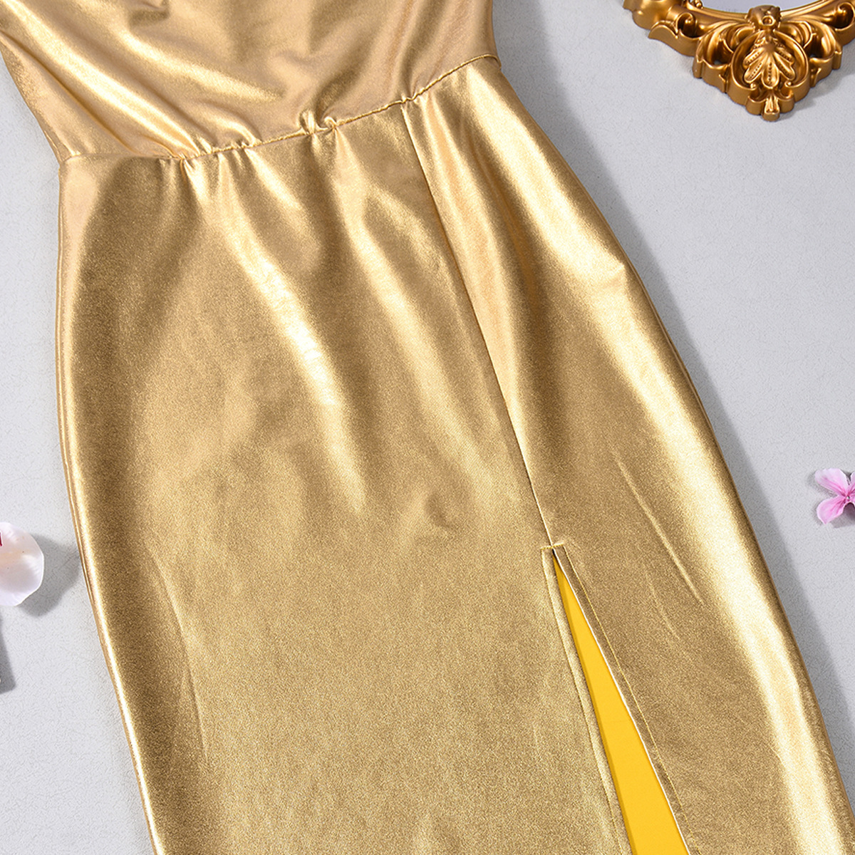 Strapless Metallic Dress for Summer Evening Parties