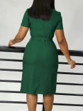African Women Summer Short Sleeve V-Neck Elegant Bodycon Dress
