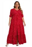 Plus Size Women Summer Bohemian Printed Beach Dress