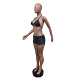 Women Bikini Sexy Polka Dot Beachwear Swimwear Three-Piece Set