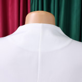Women Short Sleeve Elegant Ruffled Split Color Bodycon Dress