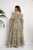 Plus Size Women Summer Bohemian Printed Beach Dress