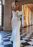Women French Strapless Bridal Engagement Maxi Dress