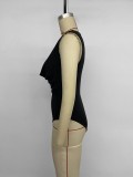 Women Summer Sexy Metallic Sleeveless Camisole V-Neck Bodysuit